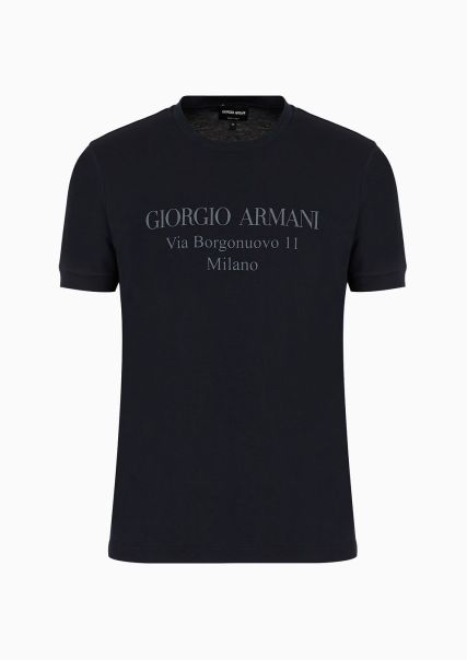 Homme T-Shirts T-Shirt Borgonuovo 11 En Jersey De Coton Pima Prix Concurrentiel Midnight Blue